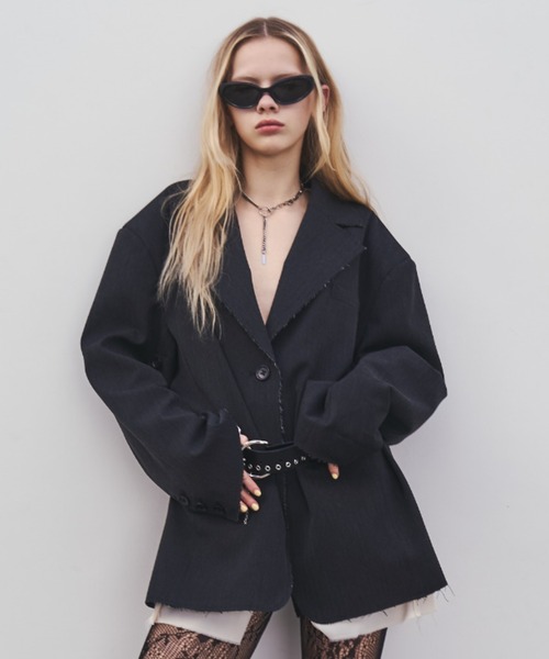 JOSE MOON(ジョゼムーン)の「ARRANGEMENT JACKET/アレンジメントジャケット(テーラードジャケット・レディース・その他/チャコールグレー・FREE)」の3枚目の写真