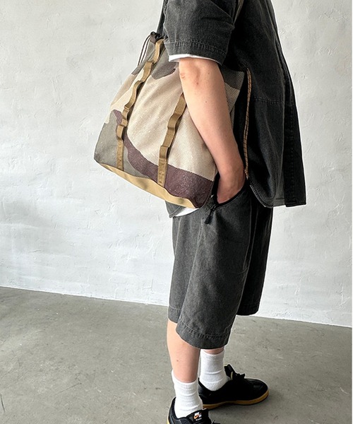 WEEKEND(ER)(ウィークエンダー)の「【WEEKEND(ER)/ウィークエンダー】WKD MESH TOTE/ウィークエンダーメッシュトート/ユニセックス/【WEB限定】(バックパック/リュック・メンズ・ブラウン/カーキ・フリー)」の6枚目の写真