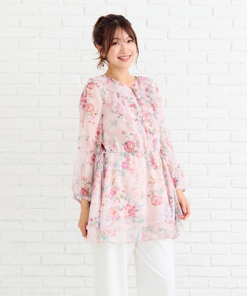 Rose Tiara（ローズティアラ）の「オリジナルプリントフリルチュニック（チュニック・レディース・ブラック/ピンク・42/46/38）」の21枚目の写真