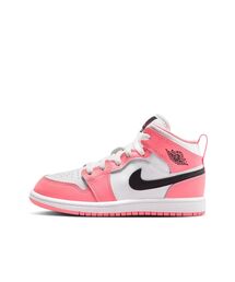 JORDAN BRAND(�W���[�_���u�����h)�̃W���[�_�� 1 MID ���g���L�b�Y�V���[�Y / Jordan 1 Mid Little Kids' Shoes DQ8424-602 Pink Gaze(�X�j�[�J�[)