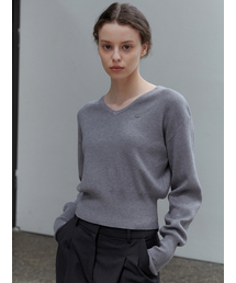 GNGB（ジーエンジービー）の「ジーアン Vネックニット_グレー（ニット/セーター）」