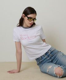 My cat is Rockstar T-shirt (Crop Ver.) (White/Grey)