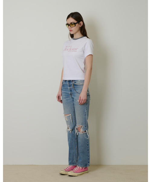 JOEGUSH(ジョーガッシュ)の「My cat is Rockstar T-shirt (Crop Ver.) (White/Grey)(Tシャツ/カットソー・レディース・その他・ONE SIZE)」の4枚目の写真
