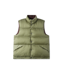 APOSTROPHE COMMA（アポストロフィコンマ）の「リバーシブルツーウェイストリングパディングベスト_カーキバーガンディ（ダウンベスト）」