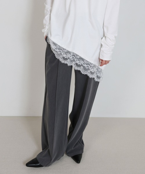 select MOCA(セレクトモカ)の「アシメレースヘムトップス(Tシャツ/カットソー・レディース・ブラック/オフホワイト・FREE)」の11枚目の写真