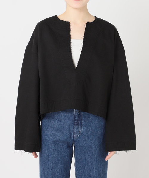 B.C STOCK(ベーセーストック)の「手洗い可 / キーネックプルオーバーシャツ(シャツ/ブラウス・レディース・ブラック/キャメル/ベージュ・FREE)」の15枚目の写真