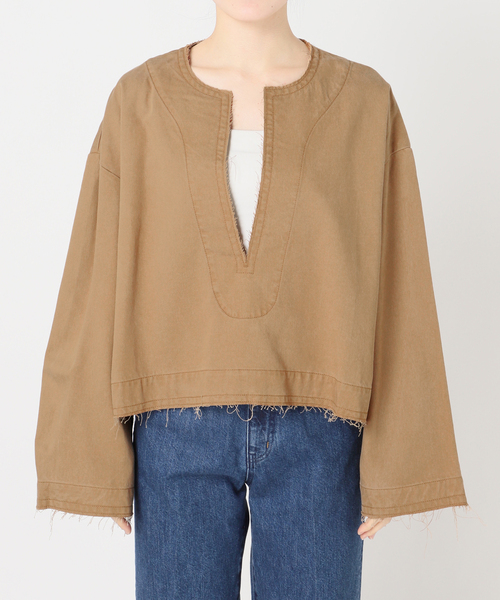 B.C STOCK(ベーセーストック)の「手洗い可 / キーネックプルオーバーシャツ(シャツ/ブラウス・レディース・ブラック/キャメル/ベージュ・FREE)」の17枚目の写真