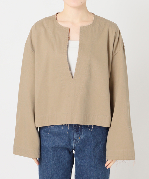 B.C STOCK(ベーセーストック)の「手洗い可 / キーネックプルオーバーシャツ(シャツ/ブラウス・レディース・ブラック/キャメル/ベージュ・FREE)」の19枚目の写真
