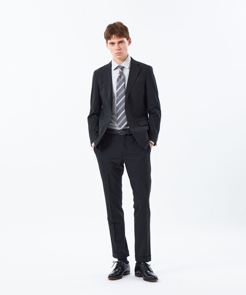 MACKINTOSH PHILOSOPHY（ﾏｯｷﾝﾄｯｼｭ ﾌｨﾛｿﾌｨｰ）の「バスケット×マルチストライプ レギュラータイ（ネクタイ・メンズ・ダークネイビー/チャコールグレー・FREE）」の5枚目の写真