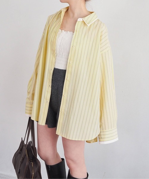 tiptop(ティップトップ)の「襟レイヤードマルチWAYシャツ(シャツ/ブラウス・レディース・ブルー/ホワイト系その他/ブルー系その他/イエロー・FREE)」の1枚目の写真