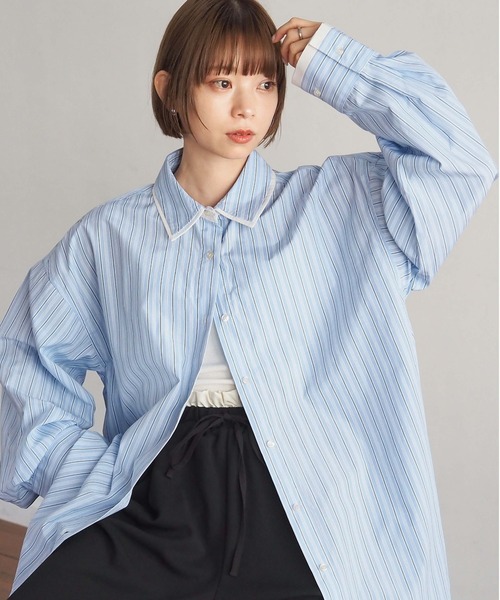 tiptop(ティップトップ)の「襟レイヤードマルチWAYシャツ(シャツ/ブラウス・レディース・ブルー/ホワイト系その他/ブルー系その他/イエロー・FREE)」の3枚目の写真