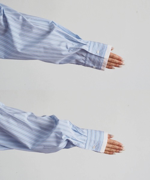 tiptop(ティップトップ)の「襟レイヤードマルチWAYシャツ(シャツ/ブラウス・レディース・ブルー/ホワイト系その他/ブルー系その他/イエロー・FREE)」の9枚目の写真