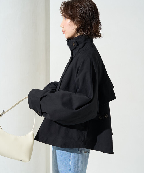 FREAK'S STORE（フリークスストア）の「限定展開　ショート フレア トレンチコート（トレンチコート・レディース・オリーブ/ブラック/ベージュ・ﾌﾘ-）」の5枚目の写真