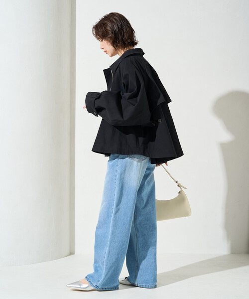 FREAK'S STORE（フリークスストア）の「限定展開　ショート フレア トレンチコート（トレンチコート・レディース・オリーブ/ブラック/ベージュ・ﾌﾘ-）」の8枚目の写真