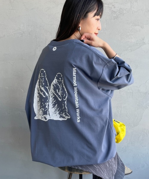 MARMOT（マーモット）の「【WEB先行予約】[Marmot/マーモット] 別注 ドローコード付き マーモットバックプリントTシャツ（Tシャツ/カットソー・レディース・ホワイト/ダークベージュ/ブルー・S/M/L/XL）」の3枚目の写真