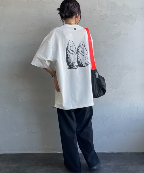 MARMOT（マーモット）の「【WEB先行予約】[Marmot/マーモット] 別注 ドローコード付き マーモットバックプリントTシャツ（Tシャツ/カットソー・レディース・ホワイト/ダークベージュ/ブルー・S/M/L/XL）」の16枚目の写真