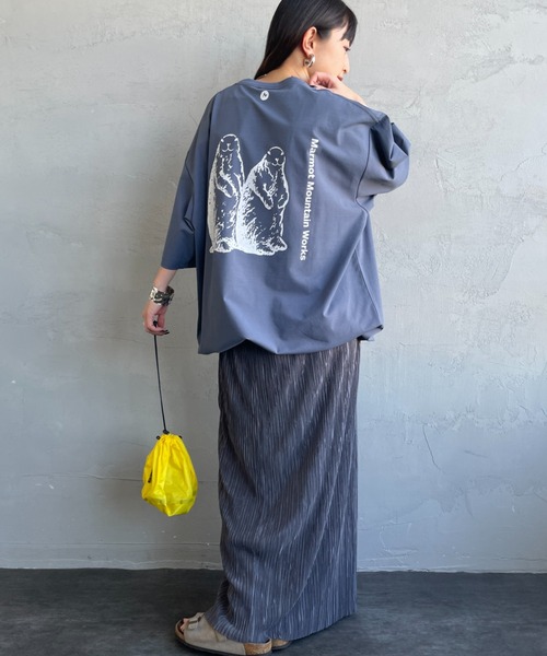 MARMOT（マーモット）の「【WEB先行予約】[Marmot/マーモット] 別注 ドローコード付き マーモットバックプリントTシャツ（Tシャツ/カットソー・レディース・ホワイト/ダークベージュ/ブルー・S/M/L/XL）」の6枚目の写真