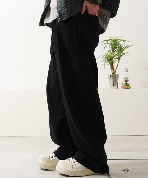 1111clothing（ワンフォークロージング）の「デニム ワイド カーブパンツ / Denim Wide Curve Pants（デニムパンツ・メンズ・ブラック/インディゴブルー・M/S/XL/L）」の9枚目の写真