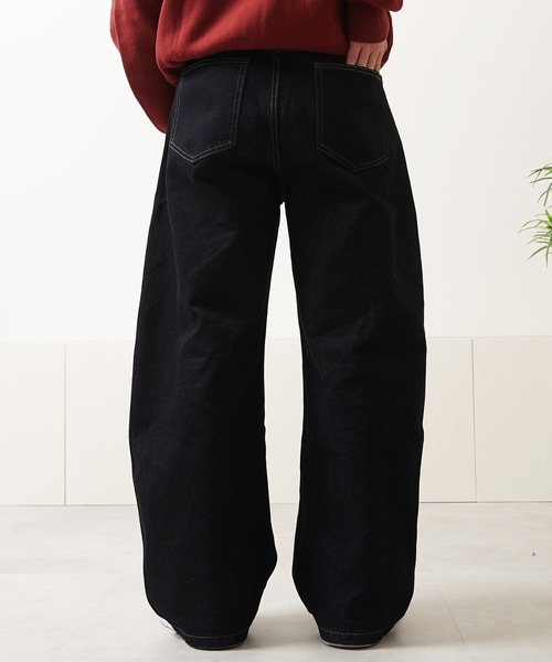 1111clothing（ワンフォークロージング）の「デニム ワイド カーブパンツ / Denim Wide Curve Pants（デニムパンツ・メンズ・ブラック/インディゴブルー・M/S/XL/L）」の14枚目の写真