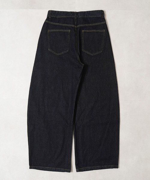 1111clothing（ワンフォークロージング）の「デニム ワイド カーブパンツ / Denim Wide Curve Pants（デニムパンツ・メンズ・ブラック/インディゴブルー・M/S/XL/L）」の3枚目の写真