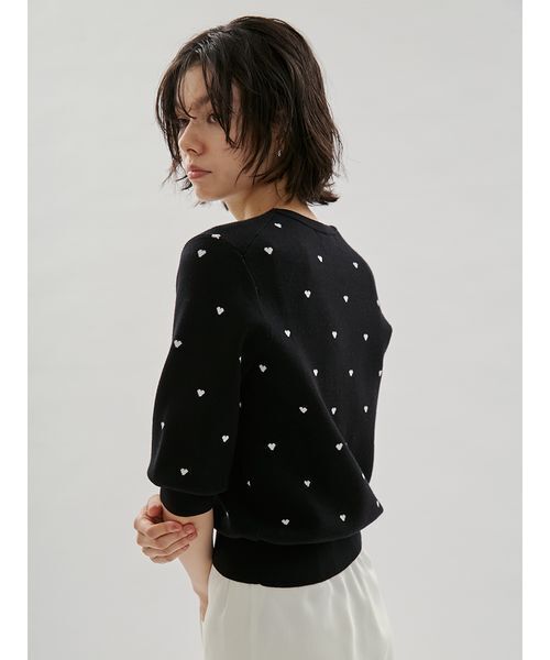 emmi(エミ)の「【HEART】 eco ハーフスリーブハートジャガードニット【アンサンブル可能】(ニット/セーター・レディース・グレー/レッド/ブラック/アイボリー・F)」の11枚目の写真