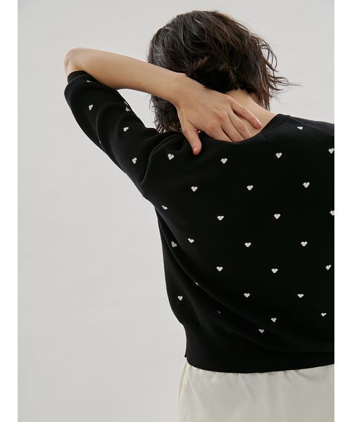 emmi(エミ)の「【HEART】 eco ハーフスリーブハートジャガードニット【アンサンブル可能】(ニット/セーター・レディース・グレー/レッド/ブラック/アイボリー・F)」の14枚目の写真