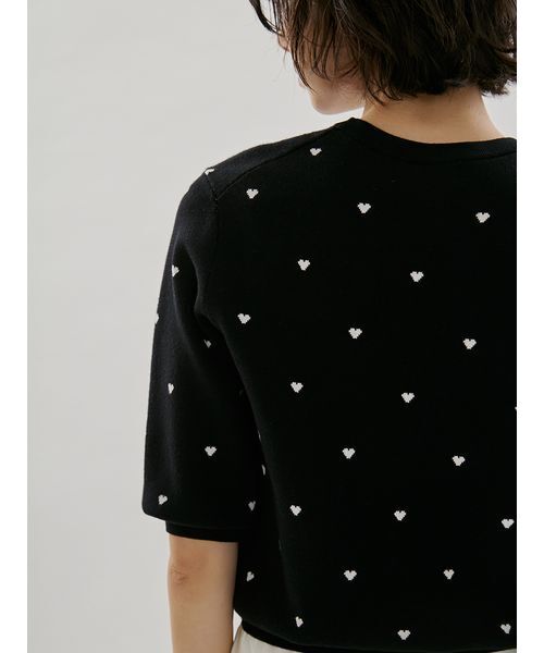 emmi(エミ)の「【HEART】 eco ハーフスリーブハートジャガードニット【アンサンブル可能】(ニット/セーター・レディース・グレー/レッド/ブラック/アイボリー・F)」の15枚目の写真