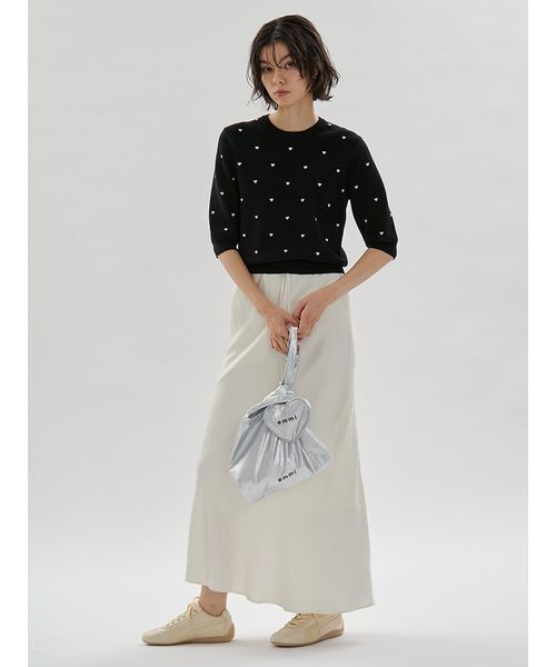 emmi(エミ)の「【HEART】 eco ハーフスリーブハートジャガードニット【アンサンブル可能】(ニット/セーター・レディース・グレー/レッド/ブラック/アイボリー・F)」の16枚目の写真