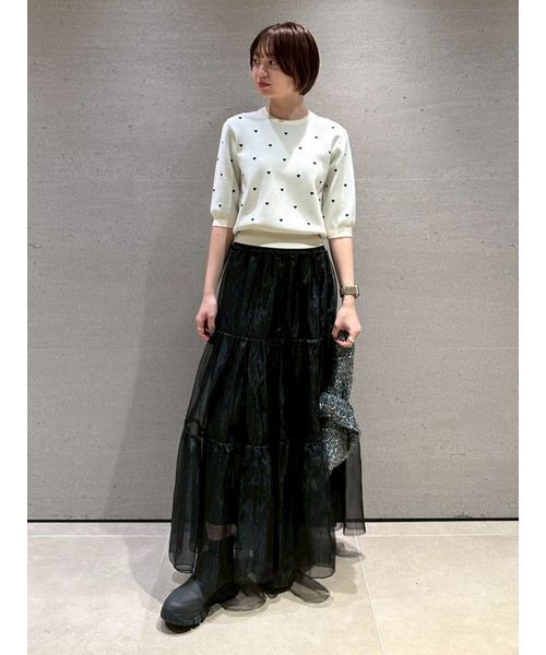 emmi(エミ)の「【HEART】 eco ハーフスリーブハートジャガードニット【アンサンブル可能】(ニット/セーター・レディース・グレー/レッド/ブラック/アイボリー・F)」の22枚目の写真