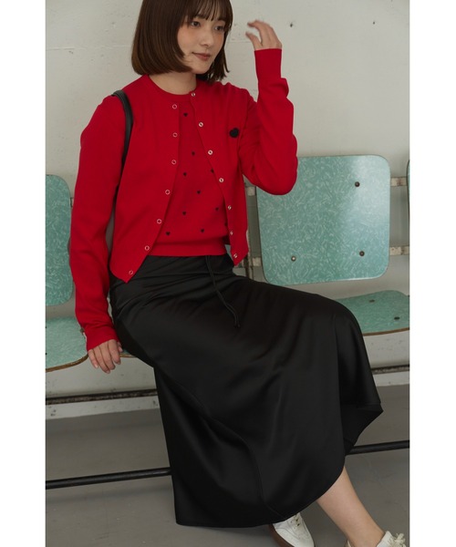 emmi(エミ)の「【HEART】 eco ハーフスリーブハートジャガードニット【アンサンブル可能】(ニット/セーター・レディース・グレー/レッド/ブラック/アイボリー・F)」の5枚目の写真