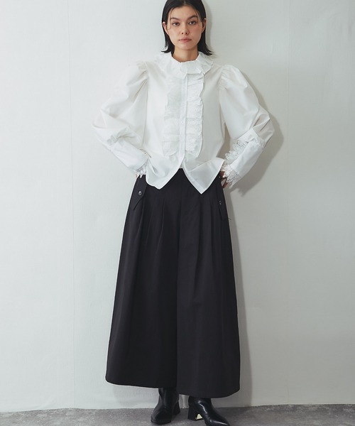 SMILE ORCHID(スマイルオーキッド)の「スカートライクなタック入りワイドパンツ(その他パンツ・レディース・ブラック・M)」の11枚目の写真