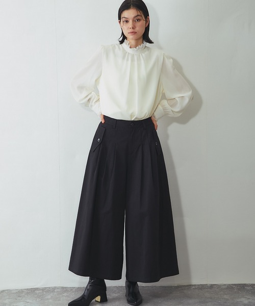 SMILE ORCHID(スマイルオーキッド)の「スカートライクなタック入りワイドパンツ(その他パンツ・レディース・ブラック・M)」の9枚目の写真