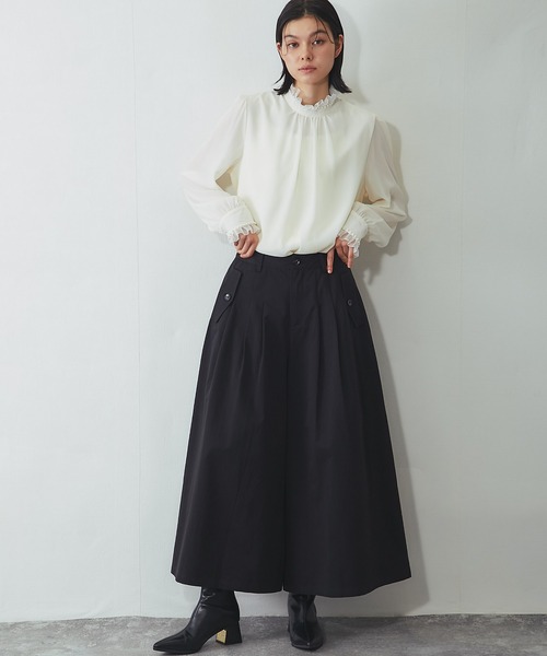 SMILE ORCHID(スマイルオーキッド)の「スカートライクなタック入りワイドパンツ(その他パンツ・レディース・ブラック・M)」の12枚目の写真