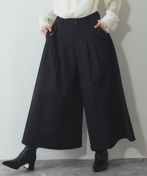 SMILE ORCHID(スマイルオーキッド)の「スカートライクなタック入りワイドパンツ(その他パンツ・レディース・ブラック・M)」の10枚目の写真