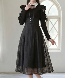 DearMyLoveRose（ディアマイラブローズ）の「デコルテオープンシアーチェックスカートドッキングワンピース【大きいサイズあり】（ワンピース）」