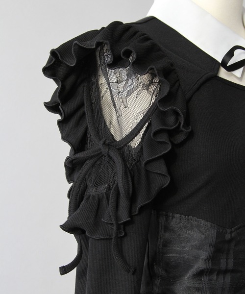 DearMyLoveRose（ディアマイラブローズ）の「デコルテオープンシアーチェックスカートドッキングワンピース【大きいサイズあり】（ワンピース・レディース・ブラック/ブルーグレー・L～LL/M-L/LL～3L）」の20枚目の写真