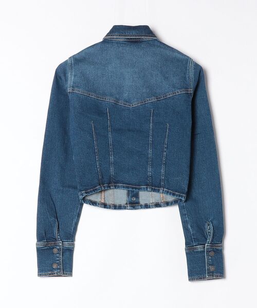 GUESS JEANS（ゲスジーンズ）の「GUESS JEANS Long Sleeves Fitted Cropped Shacket デニムジャケット（デニムジャケット・レディース・インディゴブルー・X-SMALL/LARGE/MEDIUM/SMALL）」の6枚目の写真