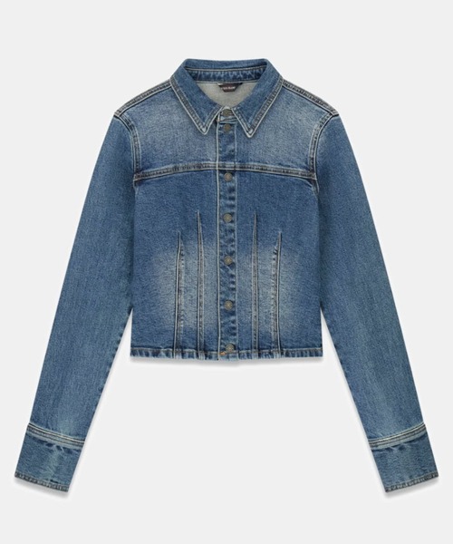 GUESS JEANS（ゲスジーンズ）の「GUESS JEANS Long Sleeves Fitted Cropped Shacket デニムジャケット（デニムジャケット・レディース・インディゴブルー・X-SMALL/LARGE/MEDIUM/SMALL）」の5枚目の写真