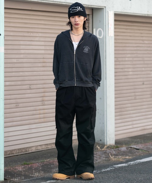WEGO(ウィゴー)の「WEGO/【26年春夏新作】ワッフルZIPパーカー(パーカー・メンズ・オフホワイト/ブラック系その他・MEDIUM/LARGE)」の5枚目の写真