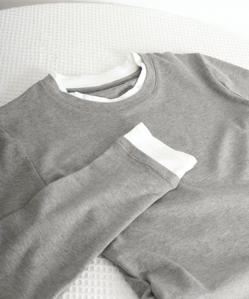 Miniministore(ミニミニストア)の「長袖Tシャツ ドッキング 無地カットソー(Tシャツ/カットソー・レディース・グレー/ブラック・M/XL/L)」の16枚目の写真