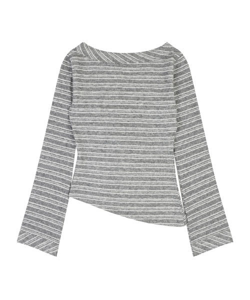 ORDINARY HOLIDAY（オーディナリー ホリデー）の「STRIPE V NECK T-SHIRT [GRAY]（Tシャツ/カットソー・レディース・その他・FREE）」の3枚目の写真