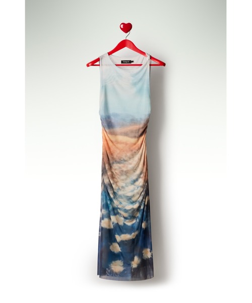 Desigual（デシグアル）の「サンセット風景チュールドレープワンピース（ワンピース・レディース・ブルー・XL/L/M/S/XS）」の5枚目の写真