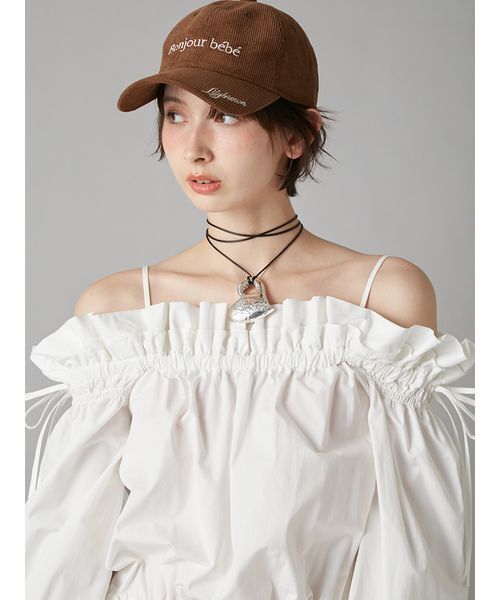 LILY BROWN（リリーブラウン）の「デコルテフリルミニロンパース（つなぎ/オールインワン・レディース・ホワイト/ベージュ/インディゴブルー・F）」の9枚目の写真