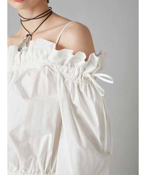 LILY BROWN（リリーブラウン）の「デコルテフリルミニロンパース（つなぎ/オールインワン・レディース・ホワイト/ベージュ/インディゴブルー・F）」の10枚目の写真