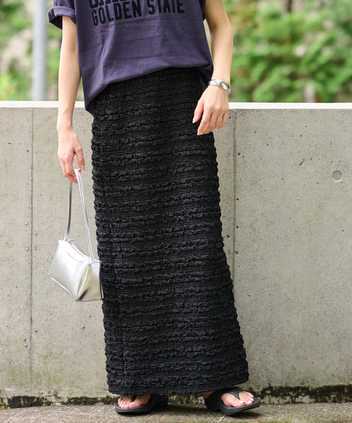 JOURNAL STANDARD relume(ジャーナルスタンダード レリューム)の「《追加》シャーリングジャガードスカート(スカート・レディース・ブラック/ホワイト・FREE)」の5枚目の写真