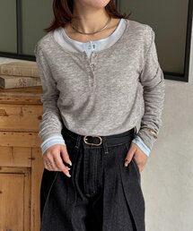 Thevon | シアーリブヘンリーネックプルオーバー(Tシャツ/カットソー)