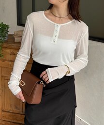 Thevon | シアーリブヘンリーネックプルオーバー(Tシャツ/カットソー)