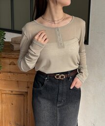 シアーリブヘンリーネックプルオーバー