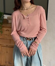 Thevon | シアーリブヘンリーネックプルオーバー(Tシャツ/カットソー)