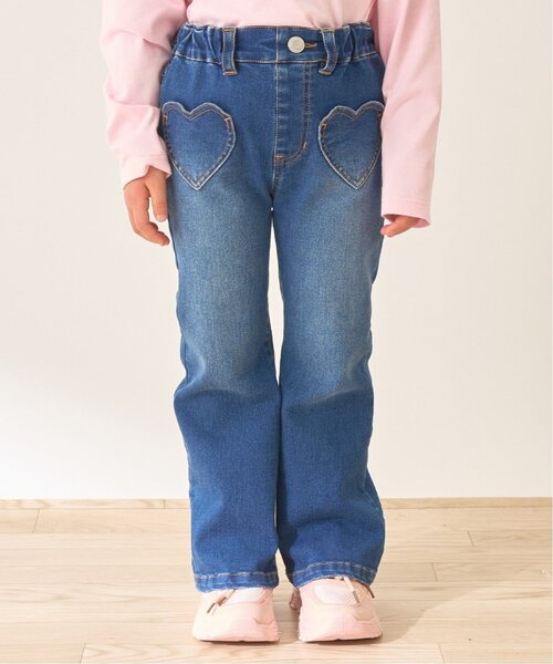 Lycee mine（リセマイン）の「【きれいシルエット】しっかりストレッチハートポケットフレアデニムパンツ【子供服】【キッズ】【女の子】（デニムパンツ・キッズ・ブルー/サックスブルー・120cm/100cm/140cm/110cm/130cm/150cm）」の2枚目の写真